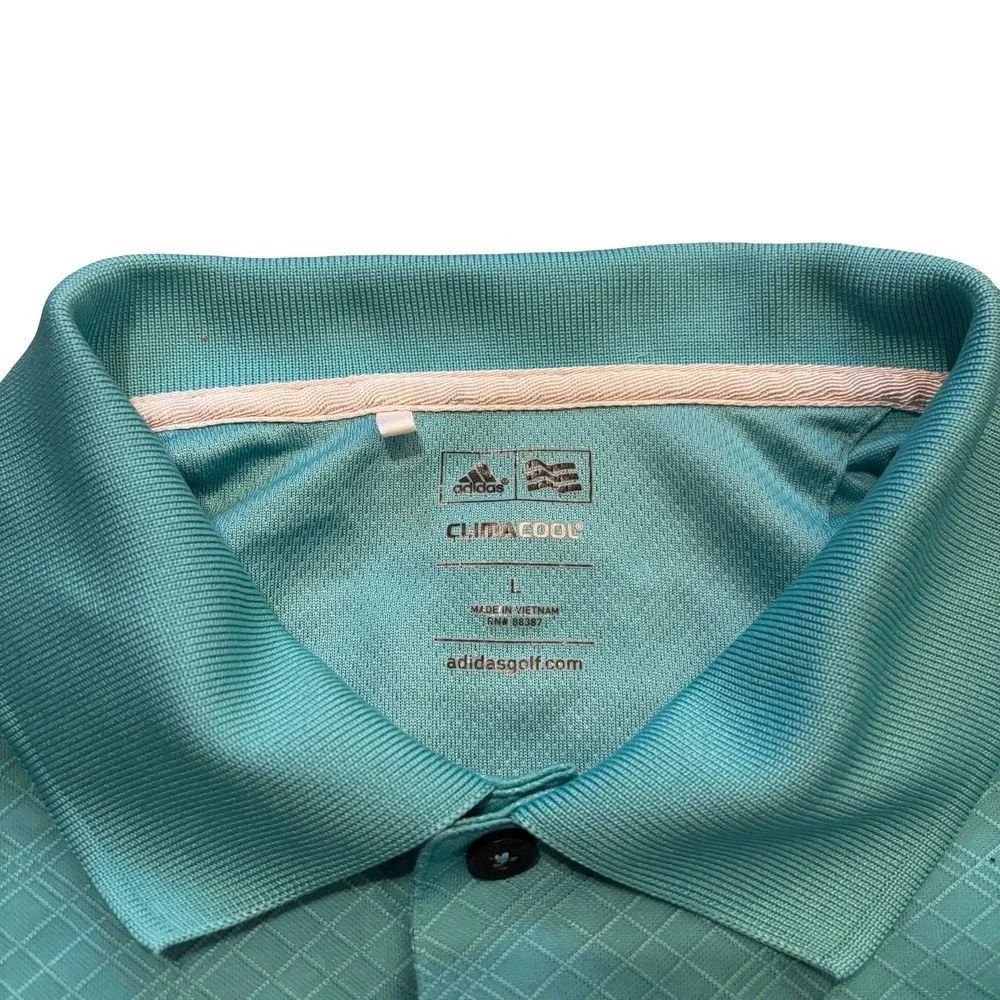 Adidas Mens ClimaCool Disney Golf Polo Shirt Teal Blue Diamond Grid Large D33778